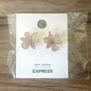 Large Express Flower Rose Gold color Stud Earrings